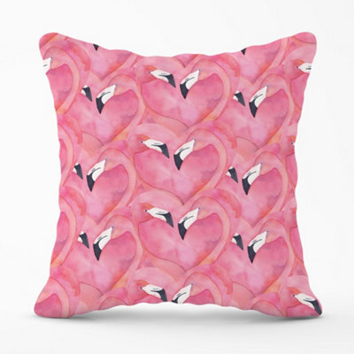 Warren Reed Designer Watercolour Flamingo Hearts Cushions 60Cm X 60Cm - image 1