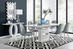 Furniturebox Uk Arezzo Large Extending Dining Table And 6 Grey Corona Silver Leg Chairs - thumbnail 1