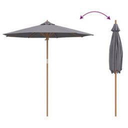 Berkfield Garden Parasol Dark Grey 240 X 240 X 260 Cm Bamboo - thumbnail 6