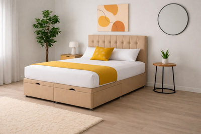 Comfy Deluxe 2Ft6 Small Single Mink Plush Florence Ottoman Lift Open Storage Bed Set Headboard With Mattress