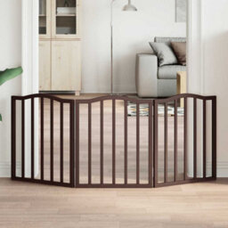 Walplus Brown Oak Dog Gate Foldable 3 Panels 150Cm Poplar Wood