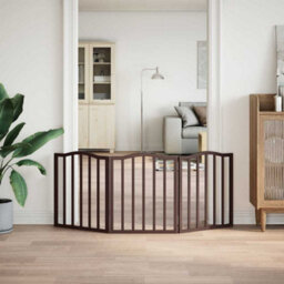 Walplus Brown Oak Dog Gate Foldable 3 Panels 150Cm Poplar Wood - thumbnail 3