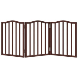 Walplus Brown Oak Dog Gate Foldable 3 Panels 150Cm Poplar Wood - thumbnail 4