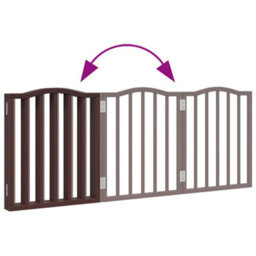 Walplus Brown Oak Dog Gate Foldable 3 Panels 150Cm Poplar Wood - thumbnail 7