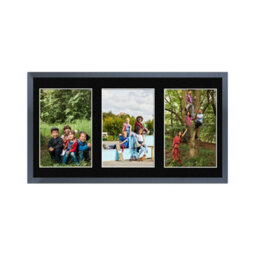 AK Frames 40X20Cm Dark Grey Sleek Multi Photo Frame With Black Mount - Holds 3 Apertures (3X) 6X4 Photos - thumbnail 1
