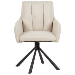 Beliani Set Of 2 Dining Chairs Swivel Sardoal Fabric Beige - thumbnail 4