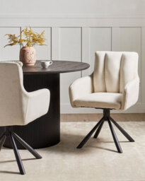 Beliani Set Of 2 Dining Chairs Swivel Sardoal Fabric Beige - thumbnail 2