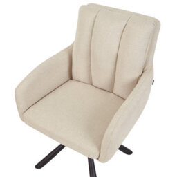 Beliani Set Of 2 Dining Chairs Swivel Sardoal Fabric Beige - thumbnail 8