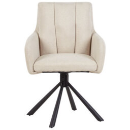 Beliani Set Of 2 Dining Chairs Swivel Sardoal Fabric Beige - thumbnail 5