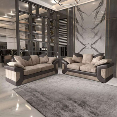 Sliding Wardrobes 4 u LTD Delnum Fabric 3+2 And Corner Seated Sofa Set In 2 Colors - Brown 3+2 - image 1