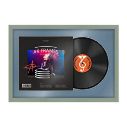 "AK Frames 25X17"" Green Classic Vinyl Record Frame With Pompadour Mount For 12 Inch Lp Cover & Disc - Overlapped Design" - thumbnail 1