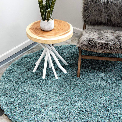 Bravich Duck Egg Blue Thick Shaggy Circle Rug - California - 120Cm