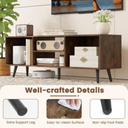 "Costway 120Cm Entertainment Center Mid Century Modern Tv Stand For 55"" Tvs-Brown" - thumbnail 6