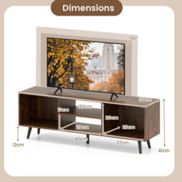 "Costway 120Cm Entertainment Center Mid Century Modern Tv Stand For 55"" Tvs-Brown" - thumbnail 2
