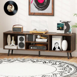 "Costway 120Cm Entertainment Center Mid Century Modern Tv Stand For 55"" Tvs-Brown" - thumbnail 5