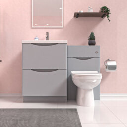 Nes Home 1100mm Freestanding Matte Grey Vanity Cabinet, Wc & Round Btw Toilet - thumbnail 2