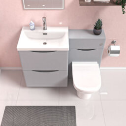 Nes Home 1100mm Freestanding Matte Grey Vanity Cabinet, Wc & Round Btw Toilet - thumbnail 3