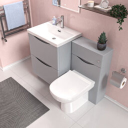 Nes Home 1100mm Freestanding Matte Grey Vanity Cabinet, Wc & Round Btw Toilet - thumbnail 4