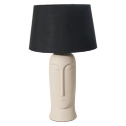 Pacific Lifestyle Cream Texture Ceramic Table Lamp With Face Detail - thumbnail 1