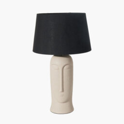 Pacific Lifestyle Cream Texture Ceramic Table Lamp With Face Detail - thumbnail 2