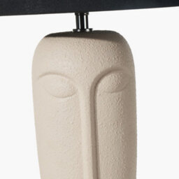 Pacific Lifestyle Cream Texture Ceramic Table Lamp With Face Detail - thumbnail 6