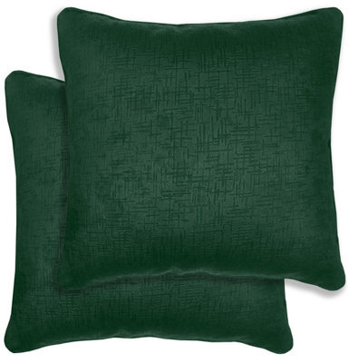 Enhanced Living Pair Of Vogue Green Textured Cushion Covers - 43X43Cm - Cases Only - image 1