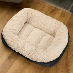 OHS Faux Fur Dog Bed Washable Plush Soft Fleece Ribbed Pet Basket Cushion Warm Cosy - thumbnail 5