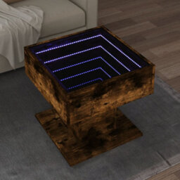 Berkfield Coffee Table With Led Smoked Oak 50X50X45 Cm Engineered Wood - thumbnail 1