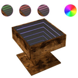Berkfield Coffee Table With Led Smoked Oak 50X50X45 Cm Engineered Wood - thumbnail 2