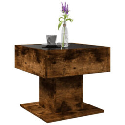 Berkfield Coffee Table With Led Smoked Oak 50X50X45 Cm Engineered Wood - thumbnail 5