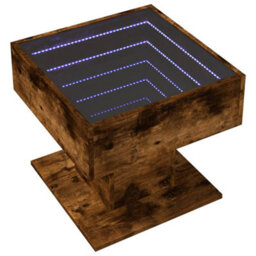 Berkfield Coffee Table With Led Smoked Oak 50X50X45 Cm Engineered Wood - thumbnail 3