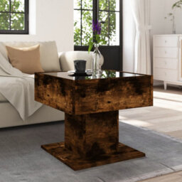 Berkfield Coffee Table With Led Smoked Oak 50X50X45 Cm Engineered Wood - thumbnail 4