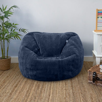 rucomfy Beanbags Rucomfy Slouchbag Kids Bean Bag - Faux Fur - Navy Bean Bag For Children - image 1
