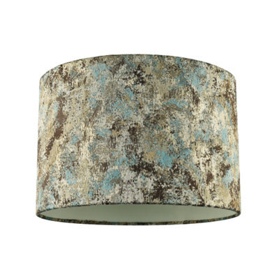 Happy Homewares Graphic Designer Round Drum Lamp Shade In Teal Cream And Taupe Colours - image 1