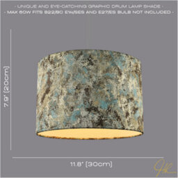 Happy Homewares Graphic Designer Round Drum Lamp Shade In Teal Cream And Taupe Colours - thumbnail 7