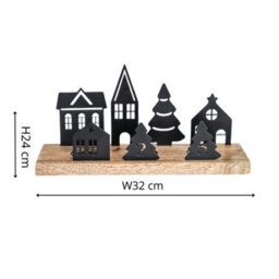 Ivyline Wooden Advent Candle Holder With Metal Accessories H24Cm D32Cm - thumbnail 1