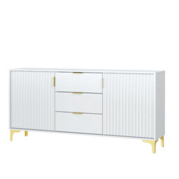 Tide Crest Sideboard Gold 140Cm White With Fluted Wave Doors - Creative Furniture - thumbnail 8