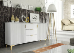 Tide Crest Sideboard Gold 140Cm White With Fluted Wave Doors - Creative Furniture - thumbnail 3