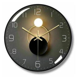 1 Pack Modern Silent Wall Clock, 30Cm Diameter Round Digital Quartz (Black) - thumbnail 2