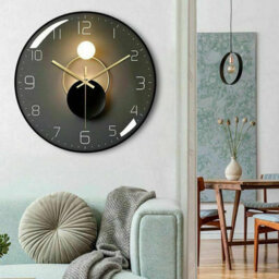 1 Pack Modern Silent Wall Clock, 30Cm Diameter Round Digital Quartz (Black)