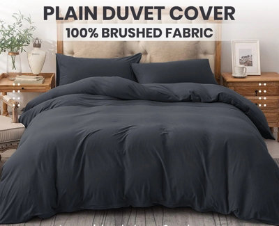 Ameha Duvet Cover Set Soft Microfiber 3-Piece Bedding Double Quilt Cover With Matching Pillowcase (Charcoal, 200 X 200 Cm) - image 1
