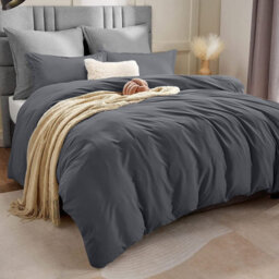 Ameha Duvet Cover Set Soft Microfiber 3-Piece Bedding Double Quilt Cover With Matching Pillowcase (Charcoal, 200 X 200 Cm) - thumbnail 4