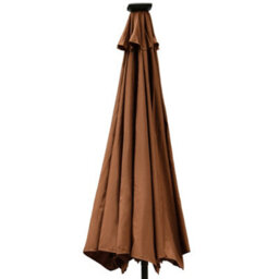 Rinse Bathrooms Coffee Garden Parasol With Solar Powered Lights With Tilt And Crank Handle Outdoor Patio Umbrella Mechanism 2.7M - thumbnail 3