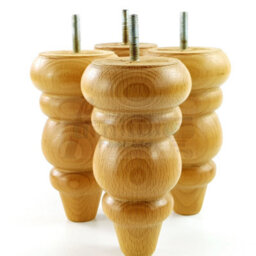 L&F 4X Solid Turned Wood Furniture Legs Chair Settee Feet 155mm 8mm Thread Oak Pkc220 - thumbnail 5