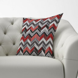 Warren Reed Designer Red Grey Geometric Pattern Cushions 60Cm X 60Cm - thumbnail 2