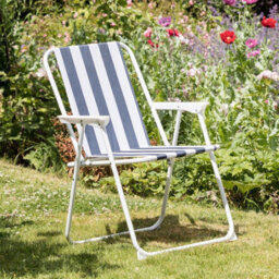 Harbour Housewares Folding Metal Beach Chairs - Blue Stripe - Pack Of 6 Portable Outdoor Garden Camping Festival Seats - thumbnail 8