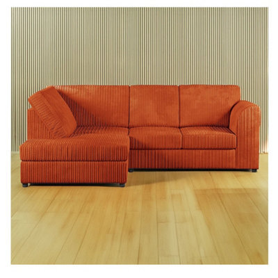Hannah Jumbo Cord Full Back 4 Seater Left Hand Facing Corner Sofa Orange - image 1