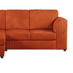 Hannah Jumbo Cord Full Back 4 Seater Left Hand Facing Corner Sofa Orange - thumbnail 4