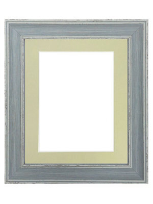Frames By Post Scandi Distressed Blue Frame With Light Grey Mount For Image Size 6 X 4 Inch - image 1