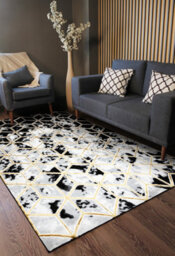 RugsX Carpet Allure 1966 Cube 3D - Structural, Stylish, Glamour Black Gold 140X190 Cm - thumbnail 5
